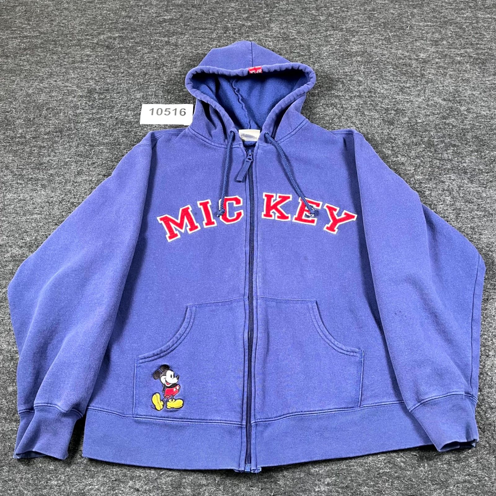 Vintage Disney Store Hoodie Mens Small Blue Cotton Mickey Mouse Embroidered